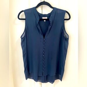 Parker Navy 100% Silk Beaded Tank, Size 2